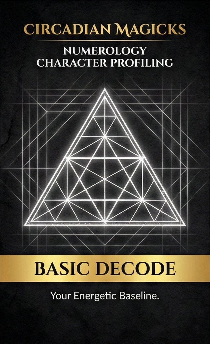 Book cover of 'Circadian Magicks' with a geometric triangle design on a dark background.