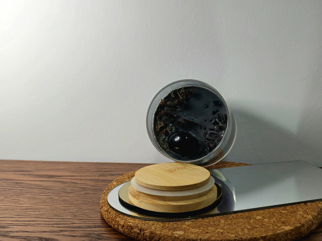 Top View of decorated and scented candle