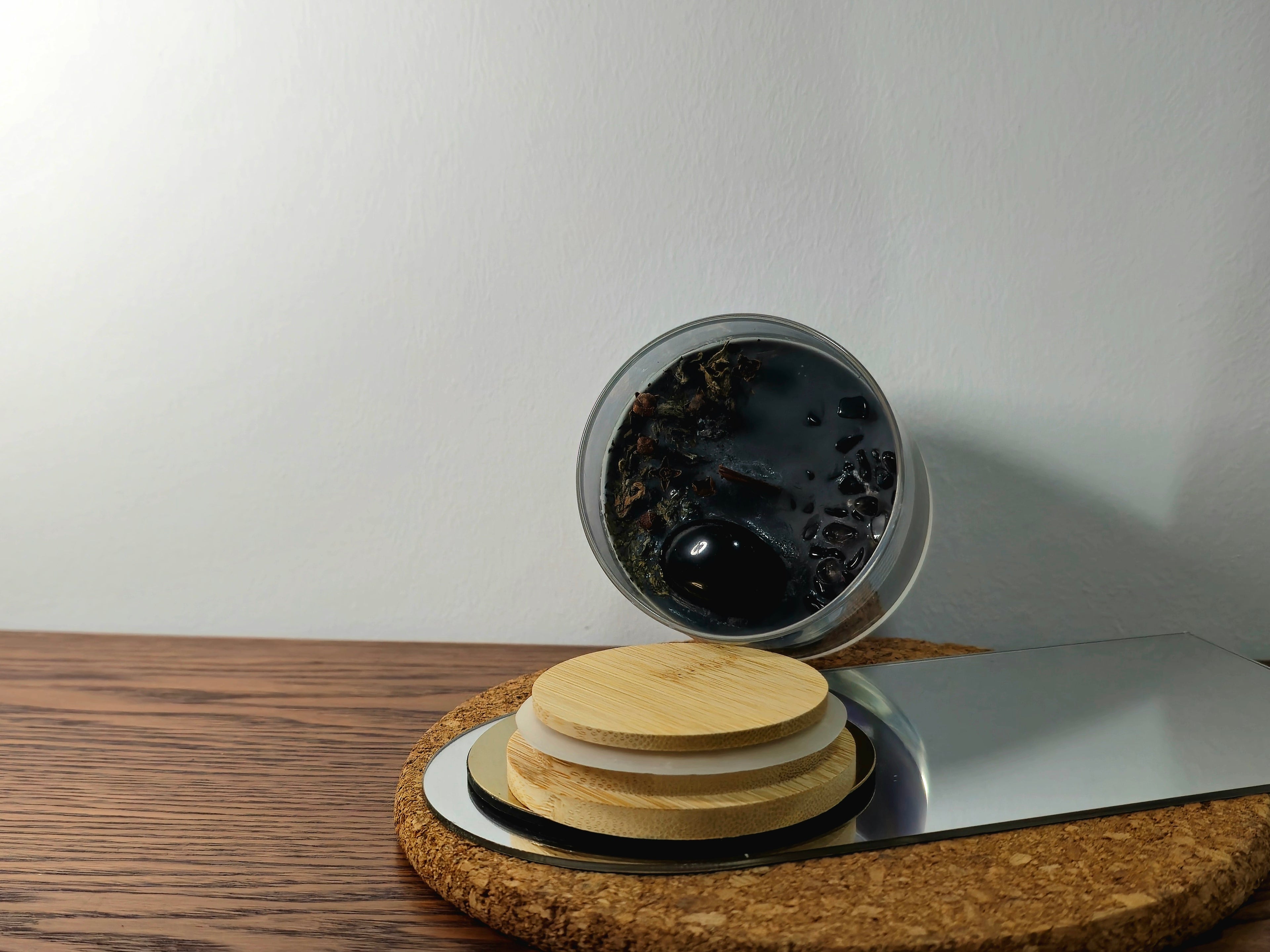 Top View of decorated and scented candle