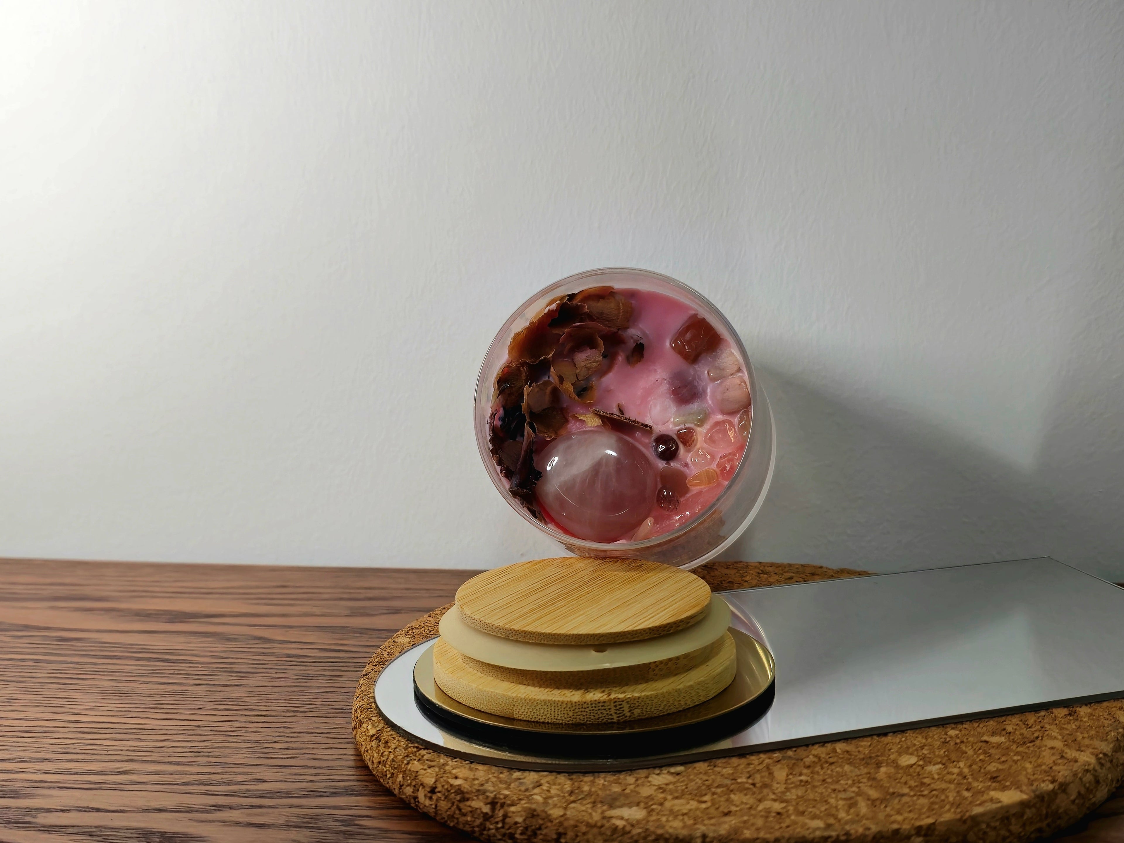 Top View of decorated and scented candle