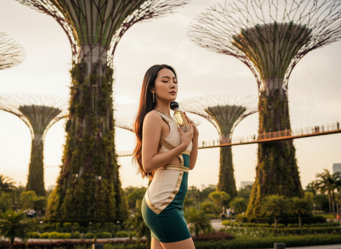 reveal her cleavage. make the dress modern, thick, tight, curvy, short. 